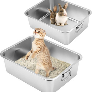 Large Capacity easy Cleaning Cat Litter Box For Multiple Cats Stainless steel Cat Littler Box