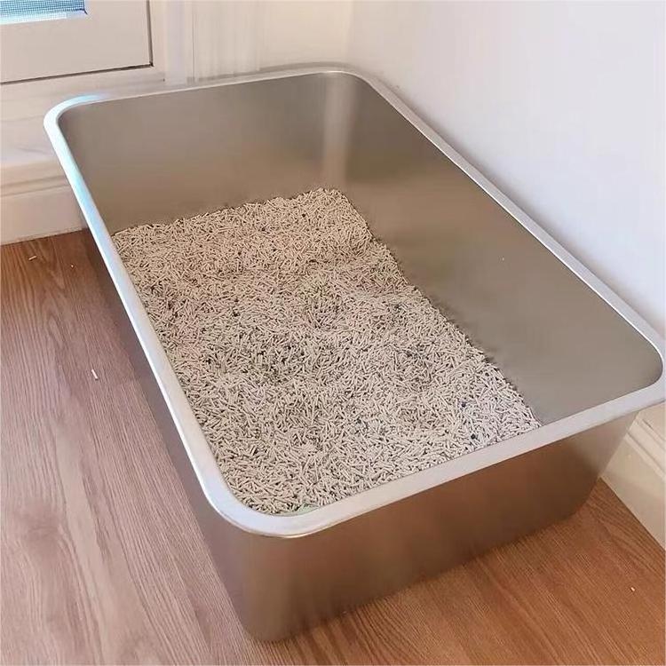 Large Capacity easy Cleaning Cat Litter Box For Multiple Cats Stainless steel Cat Littler Box