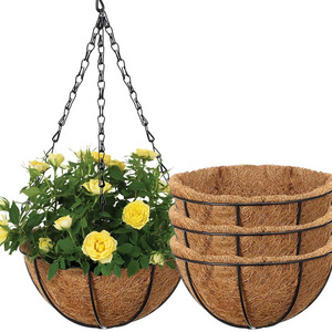 Window Deck Planter Metal Plant Stands Wire Hanging Basket with Coco Liner