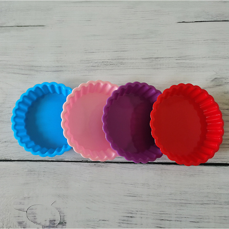 Wholesale Round silicone baking tray Chrysanthemum pie plate bread pizza plate 4 inches silicone cake mold