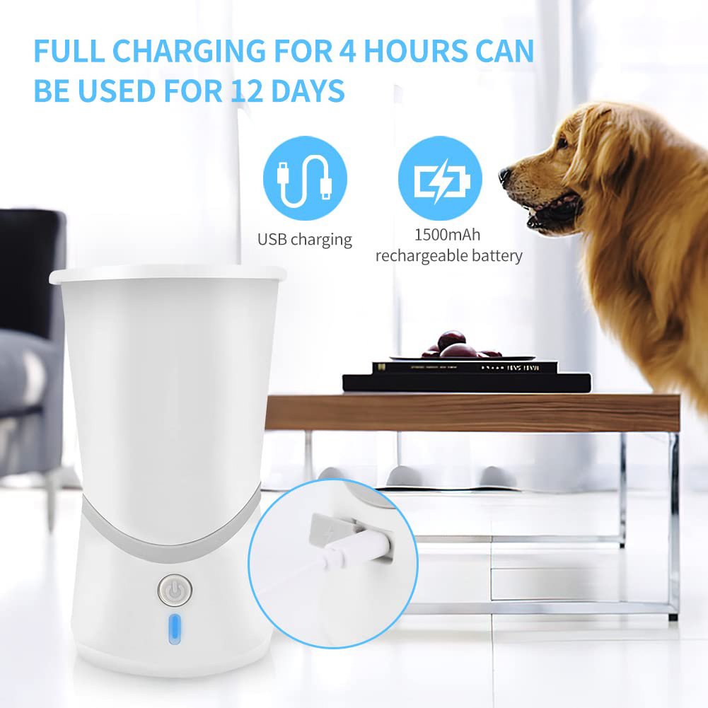 Rechargeable Puppy Cats Muddy Claws Electric Feet Cleaner Pet Foot Cleaning Cup Automatic Dog Paw Washer Portable Silicon White