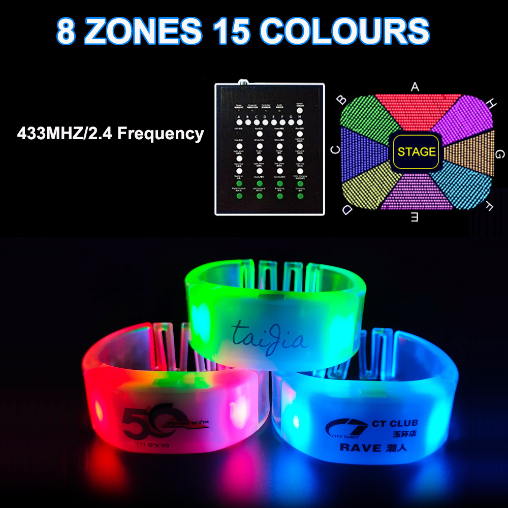 Lights Light Up Bracelets Custom Logo Wireless Remote Controlled  LED Bracelet DMX Control Pulsera LED Wristband  for events