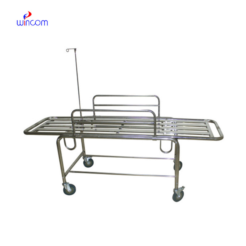 Wincom WN211 Hospital Equipment Patient Stretcher Trolley for Emergency Transport Bed with Stainless Steel Side Rails