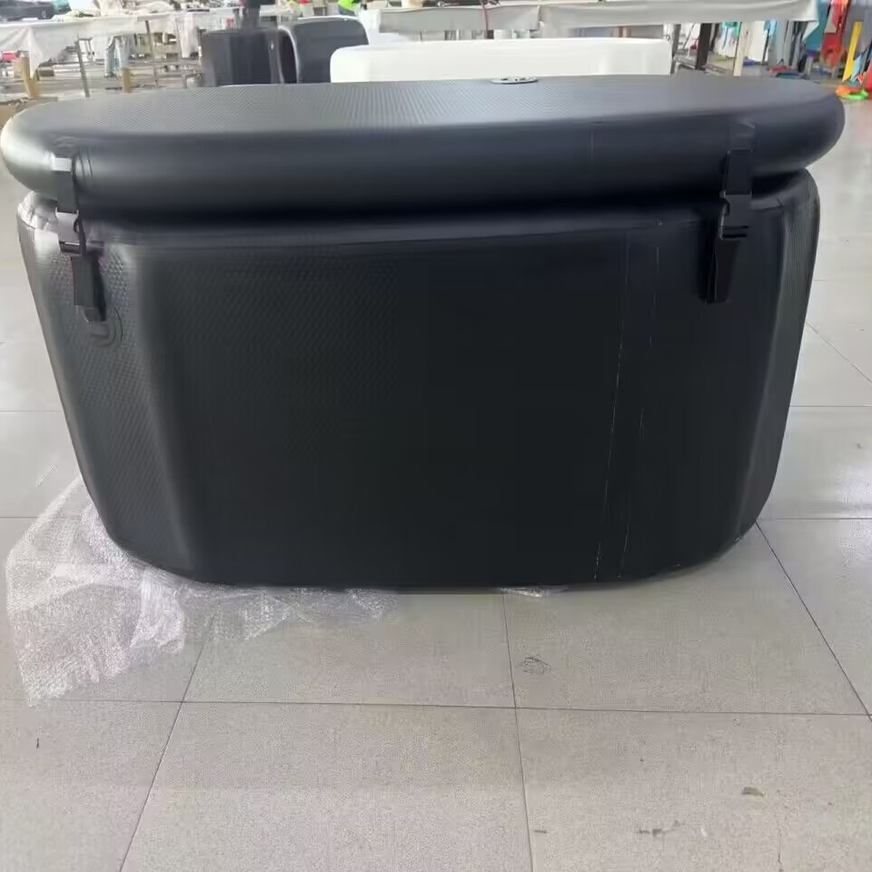 1.3M Spa Hot Ice Bath Folding Tub Inflatable Black Cold Plunge Tub And Cover