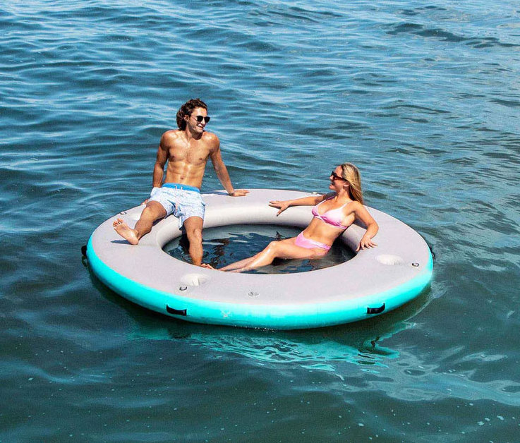 Portable Inflatable Raft Floating Swimming Pad Deck Circular Mesh Dock Water Hammock