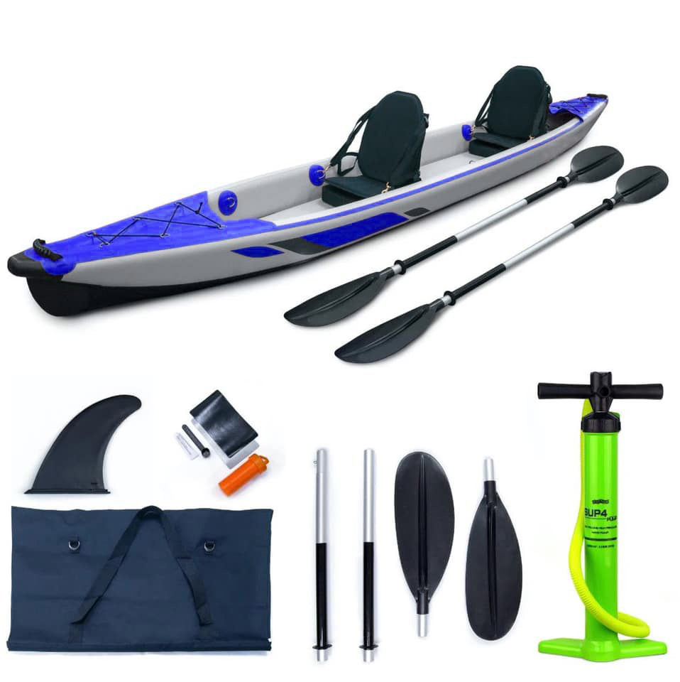 2 Person Drop Stitch Fishing Board Sup Canoe Rowing Boat Inflatable Kayak With Accessories