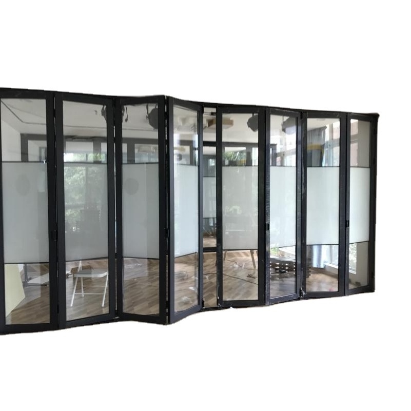 Collapsible Aluminium Hurricane Sliding Slide And Swing Patio Folding Door System Top Hung Glass Sliding Folding Door Doors