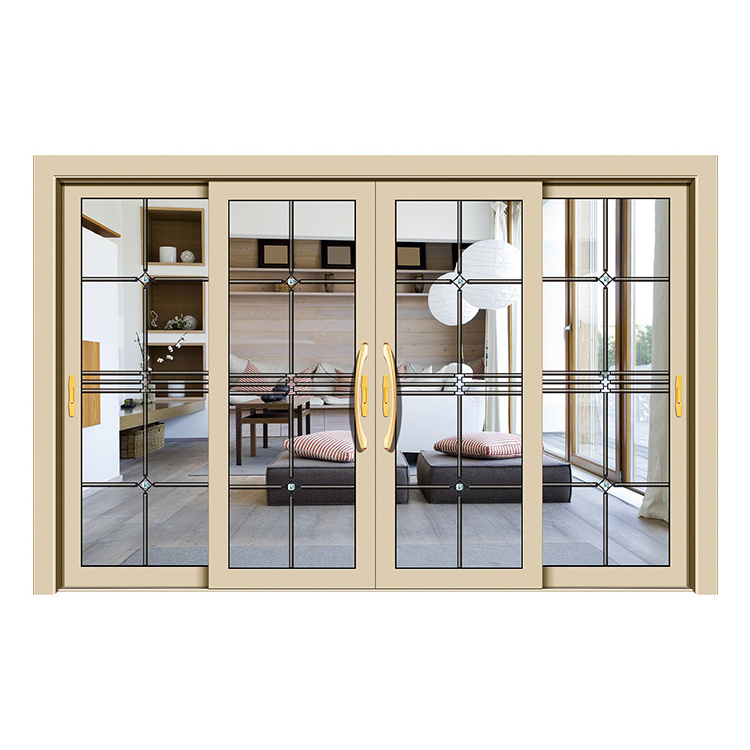 Customized double tempered glass Aluminum frame interior barn sliding doors grills design