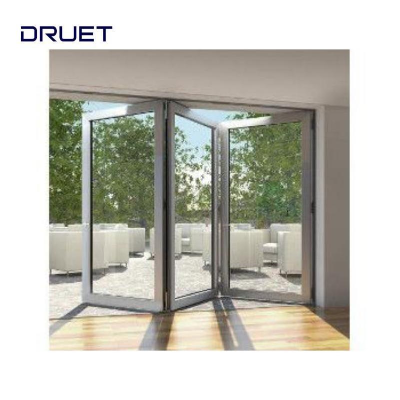 DRUET Modern Cheap Folding Doors Sound Proof Bi-Fold Sliding Barn Door With Hardware Kit Plastic Folding Door