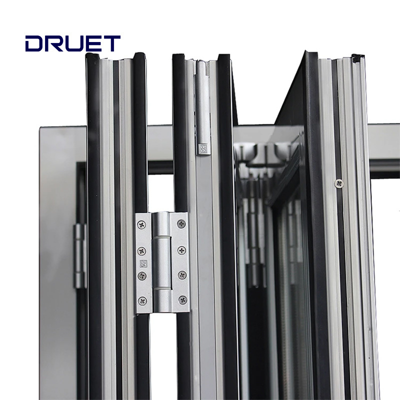 DRUET Modern Cheap Folding Doors Sound Proof Bi-Fold Sliding Barn Door With Hardware Kit Plastic Folding Door