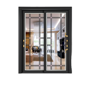 Customized double tempered glass Aluminum frame interior barn sliding doors grills design