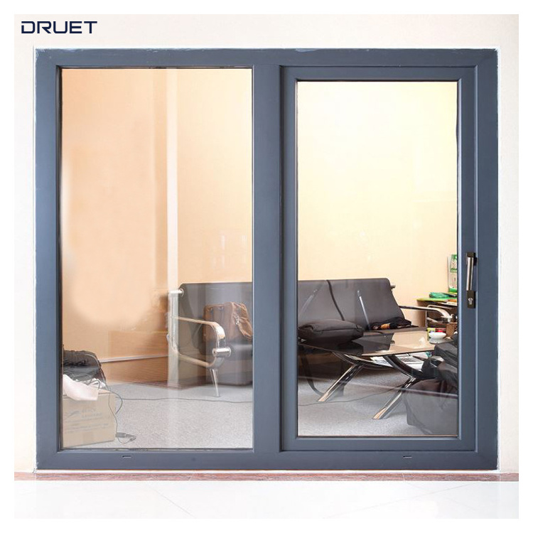 Silver Slim Narrow Big Hotel Glass Balcony Sliding Aluminum Frame Double Sliding Windows With Fly Screen Wire