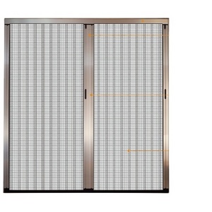 custom color Fiberglass Mosquito Net double opening retractable fly screen for sliding doors