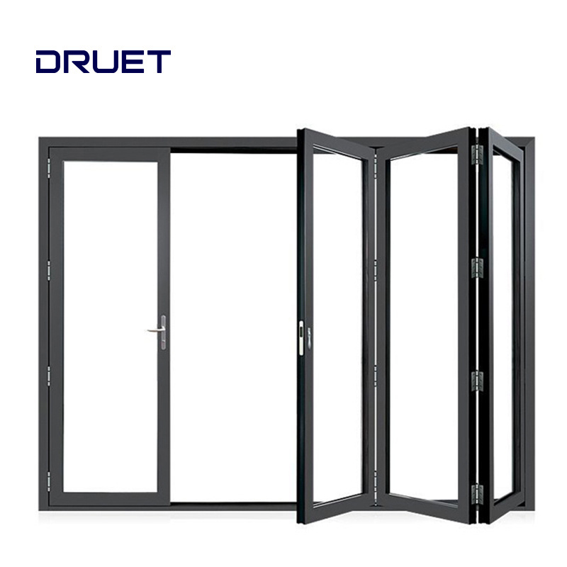 DRUET Modern Cheap Folding Doors Sound Proof Bi-Fold Sliding Barn Door With Hardware Kit Plastic Folding Door