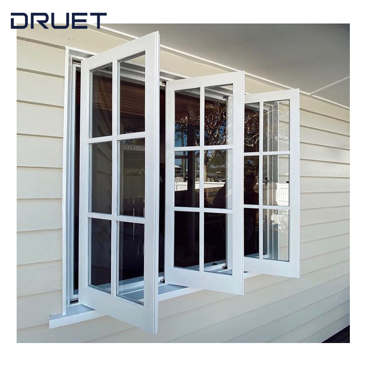 Energy efficient grill design broken bridge  aluminum arch automatic casement window