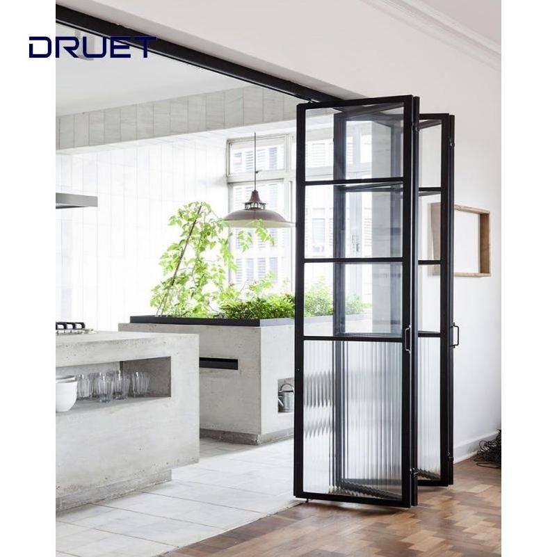 DRUET Midcentury Folding Doors Windproof Competitive Price Partition Wall PVC Folding Door Fold Slide Door