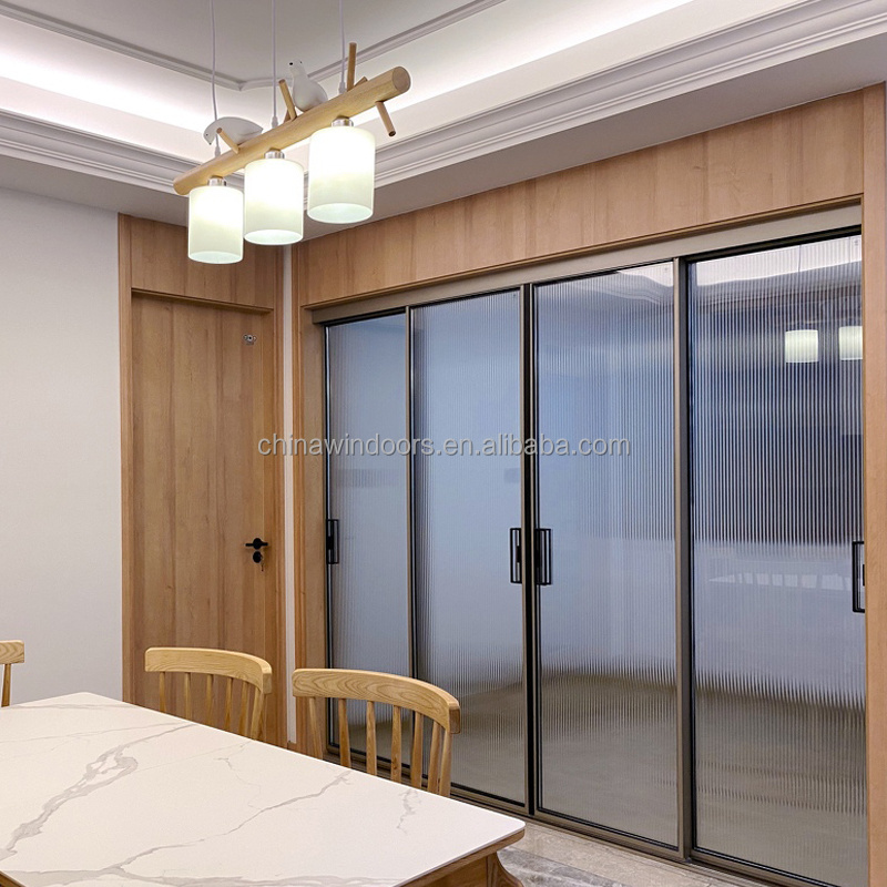 Customized double tempered glass Aluminum frame interior barn sliding doors grills design