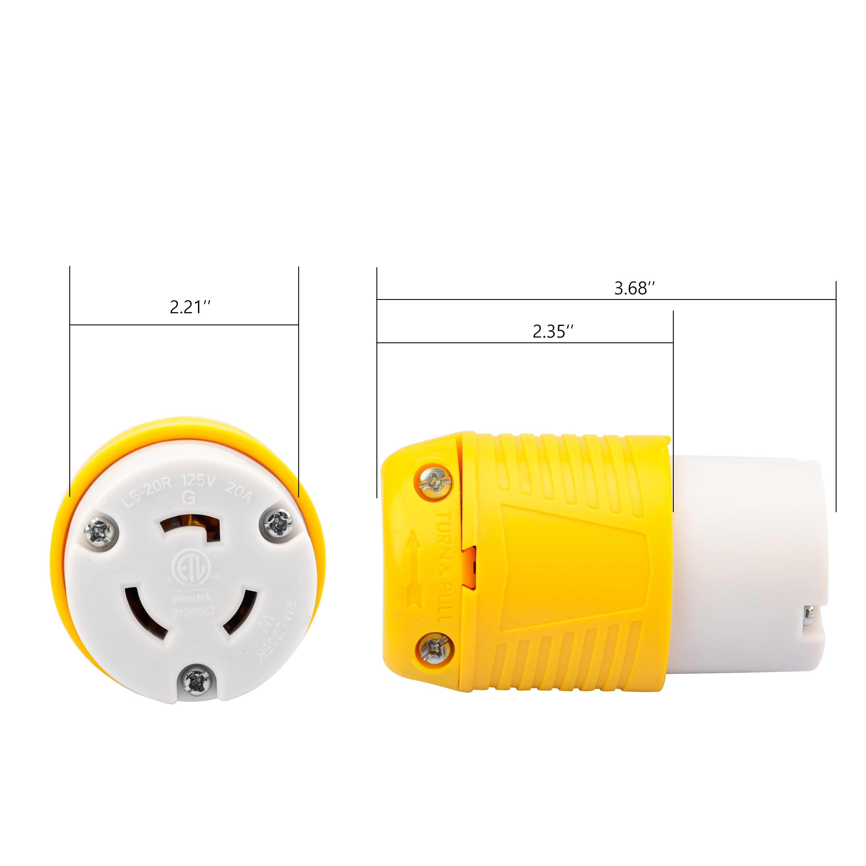 NEMA L5-20R Locking Connector for Generator, Twist Lock Female Plug 20Amp 125V