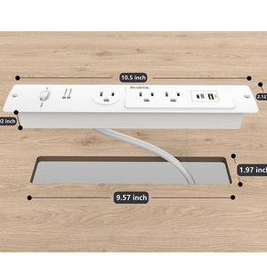 Recessed Power Strip PD 20W USB C Port, Fast Charging QC3.0 USB A Port Desk Outlet,  Furniture Hidden Charging Station