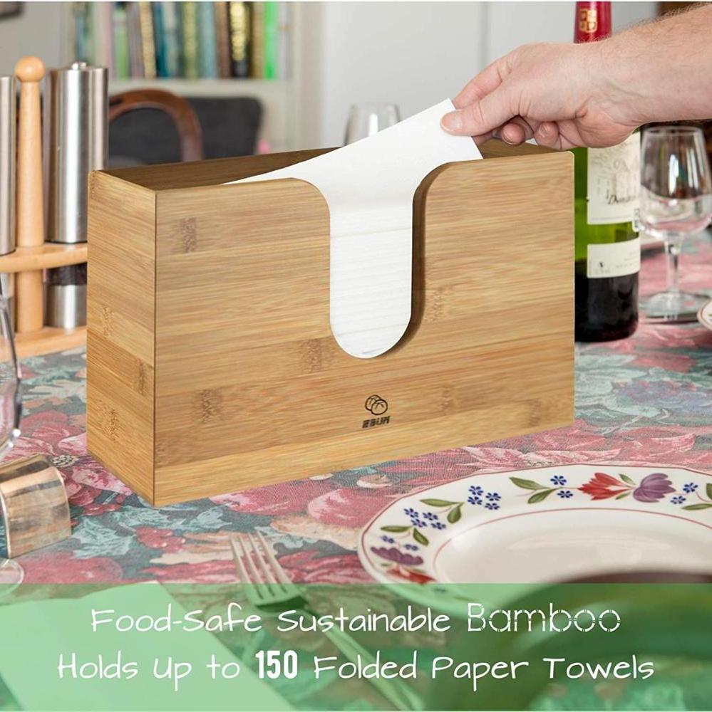 Kitchen Restroom Decor Paper Holder Bamboo Wood Wooden Paper Towel Dispenser