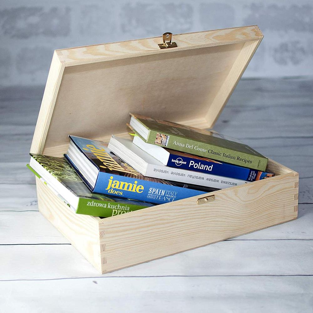 Handmade A4 Wooden Storage Box With Golden Latch Perfect for Documents Valuables Toys Tools