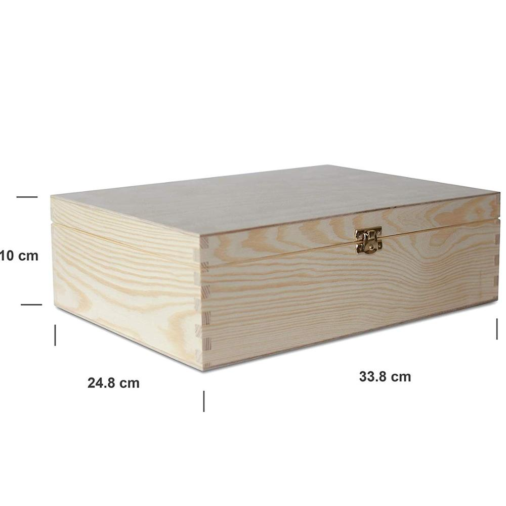 Handmade A4 Wooden Storage Box With Golden Latch Perfect for Documents Valuables Toys Tools