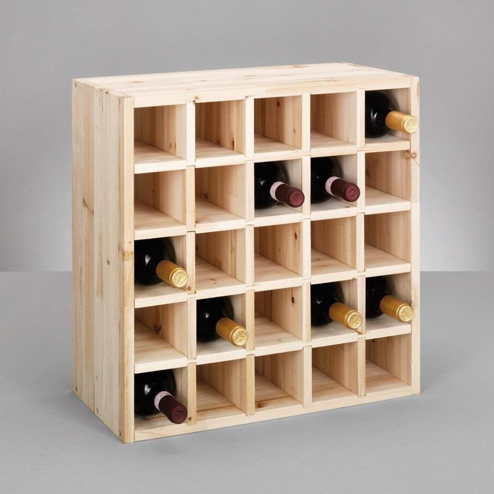 Countertop Stackable Free Standing Unpainted Wood Whiskey Wine Storage Cabinet