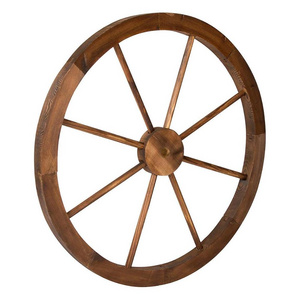 Rustic Burnt Brown Decorative Wooden Wagon Wheel For Home Decor