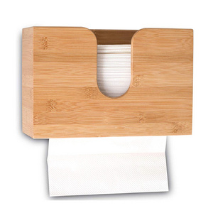 Kitchen Restroom Decor Paper Holder Bamboo Wood Wooden Paper Towel Dispenser