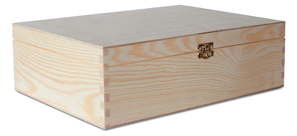 Handmade A4 Wooden Storage Box With Golden Latch Perfect for Documents Valuables Toys Tools