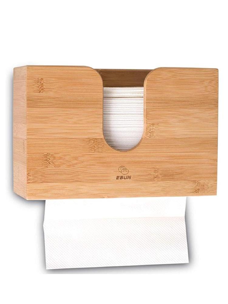 Kitchen Restroom Decor Paper Holder Bamboo Wood Wooden Paper Towel Dispenser