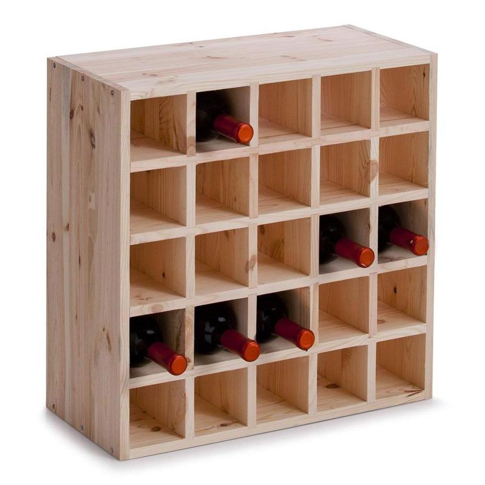 Countertop Stackable Free Standing Unpainted Wood Whiskey Wine Storage Cabinet