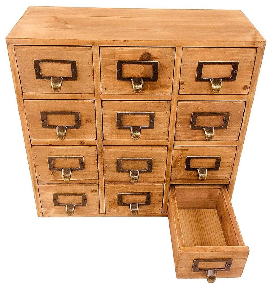 Rustic Wood Mini Trinket Desk Organizer Wooden Chest Storage Cabinet With Many Drawers