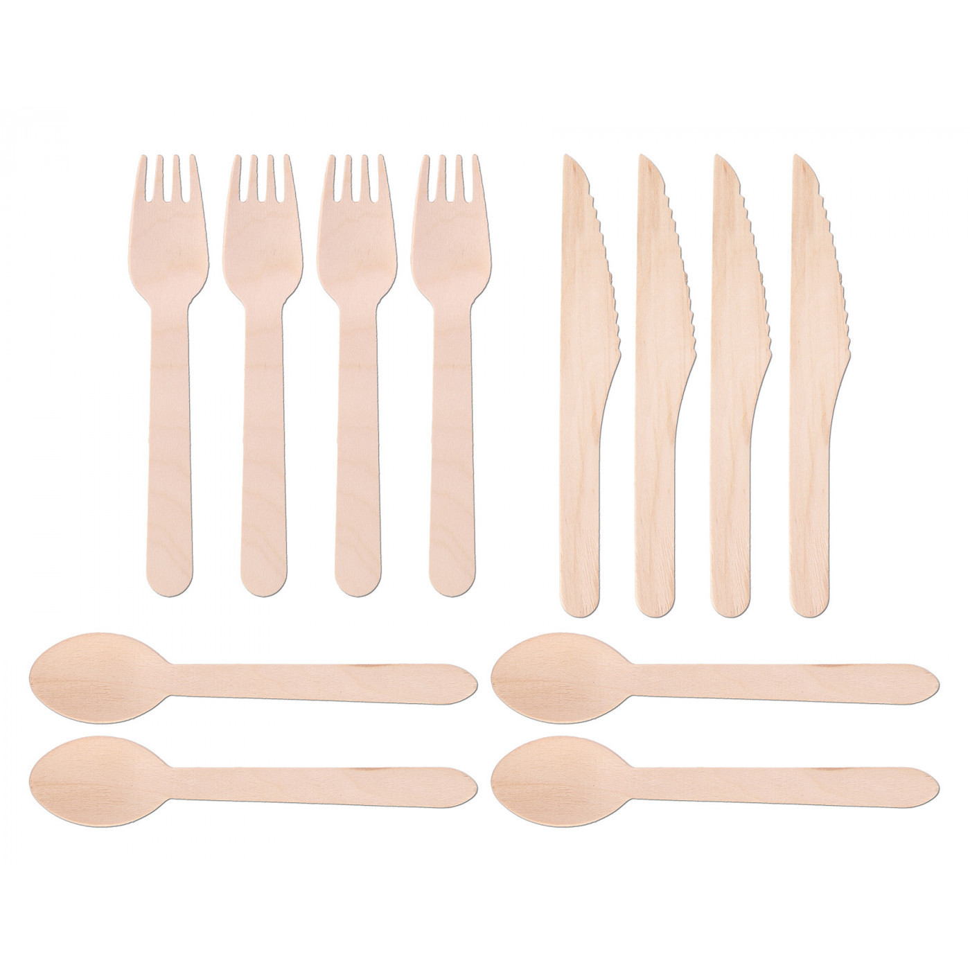 Wholesale customized disposable bulk knife, fork and spoon tableware set, cake dessert salad honey food wooden spoon