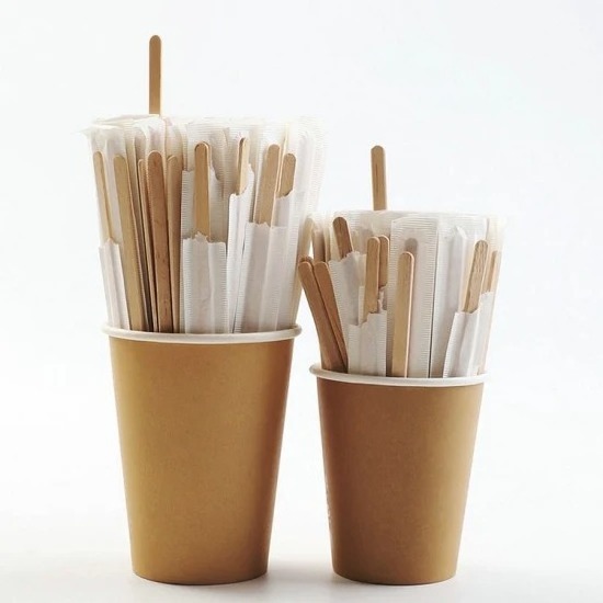 Hot selling environmental friendly wooden coffee stirring stick with customized logo to stir coffee at one time