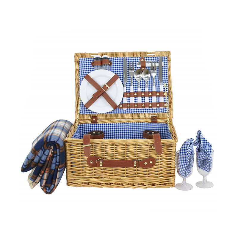 Low Price Westminster 2 Person Wooden Wicker Picnic Basket Set