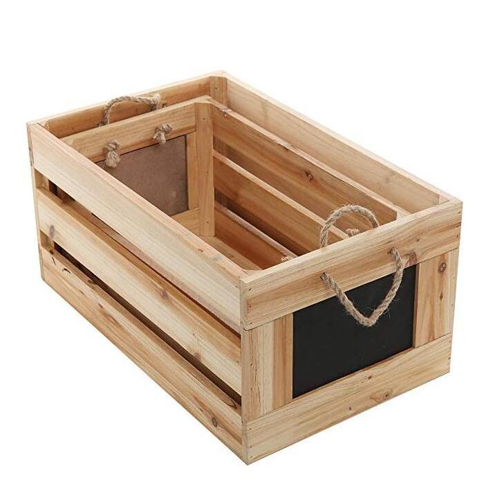 100%  wood crate gift box with small black board