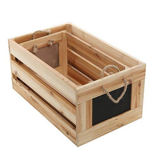 100%  wood crate gift box with small black board