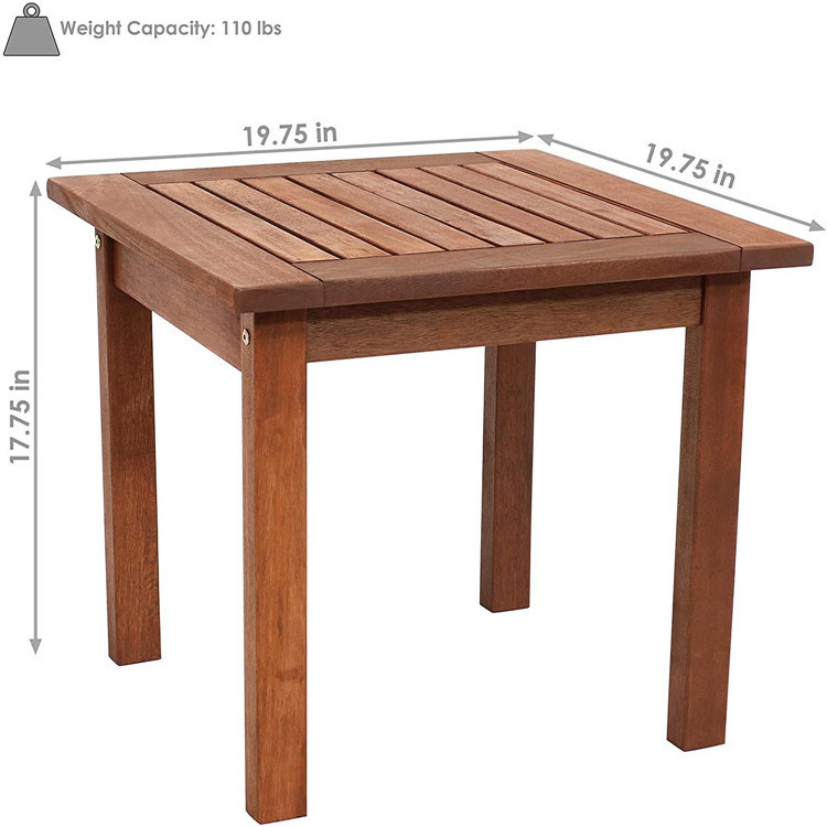 Wood Side Table with Teak Oil Finish Modern Square Outdoor Table Perfect Accent for The Patio, Balcony, Front Porch or Garde