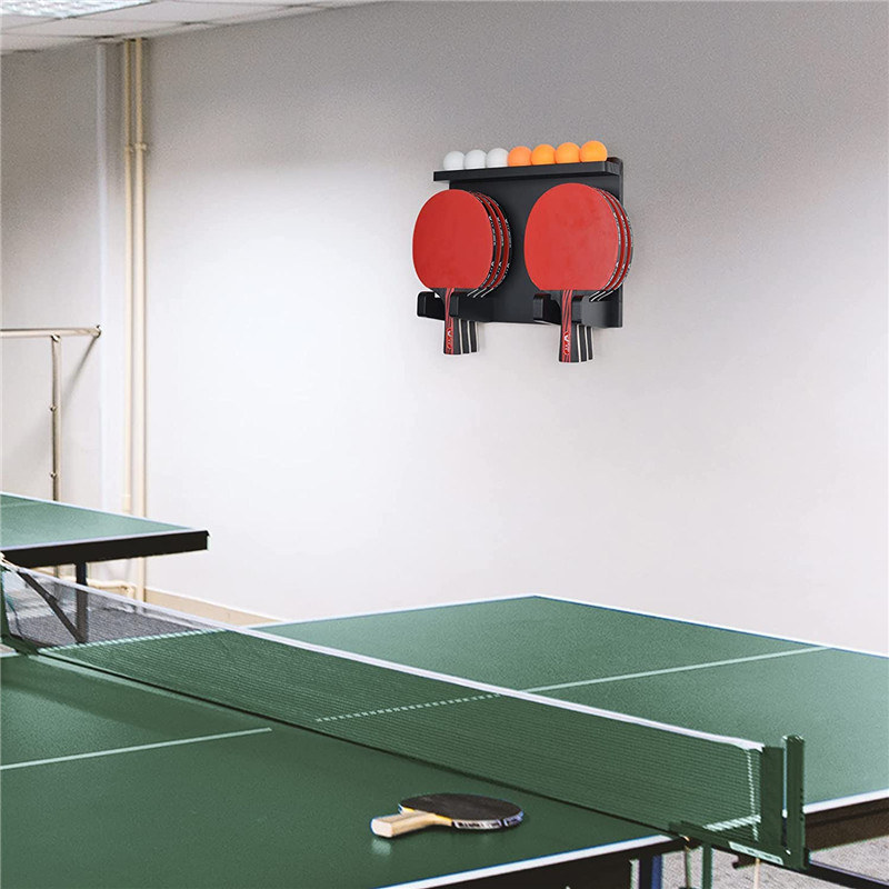 Ping Pong Paddle Holder Wall Mounted, Table Tennis Racket and Ball Storage Rack for 6 Rackets and 7 Balls