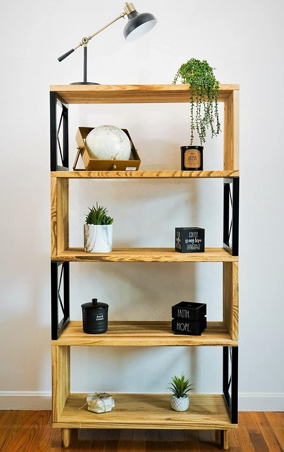 Tall Book Shelf, Farmhouse Book Case, Wood Storage Organizer