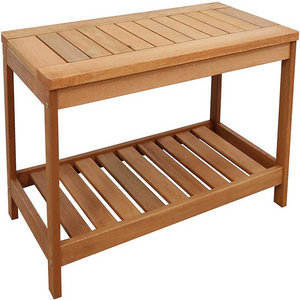 Wood Outdoor Coffee Table with Teak Oil Outside Wooden Furniture Patio, Deck, Porch, Balcony, Garden and Backyard Furnitu