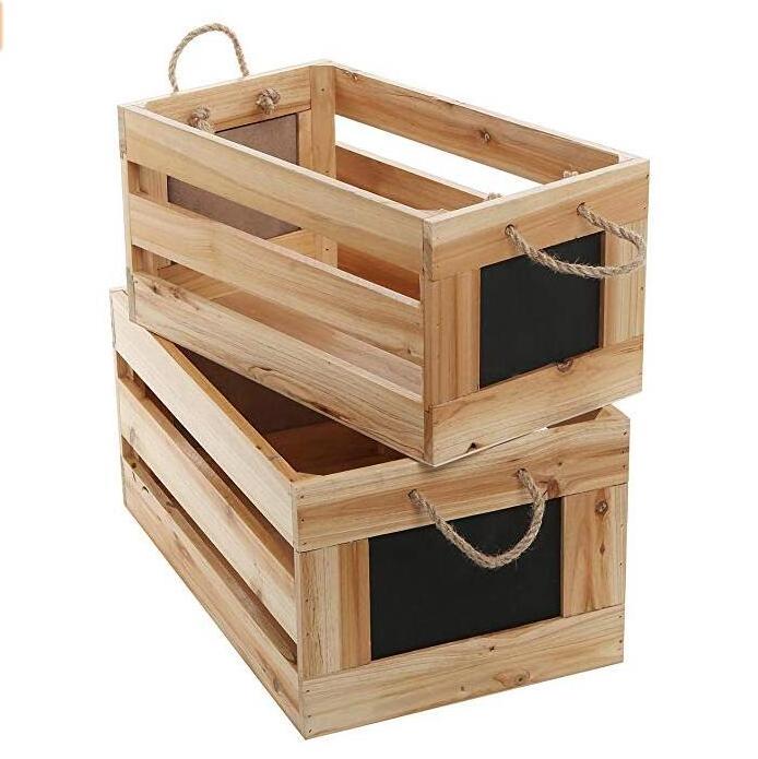 100%  wood crate gift box with small black board