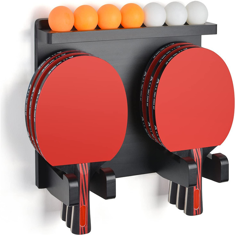 Ping Pong Paddle Holder Wall Mounted, Table Tennis Racket and Ball Storage Rack for 6 Rackets and 7 Balls