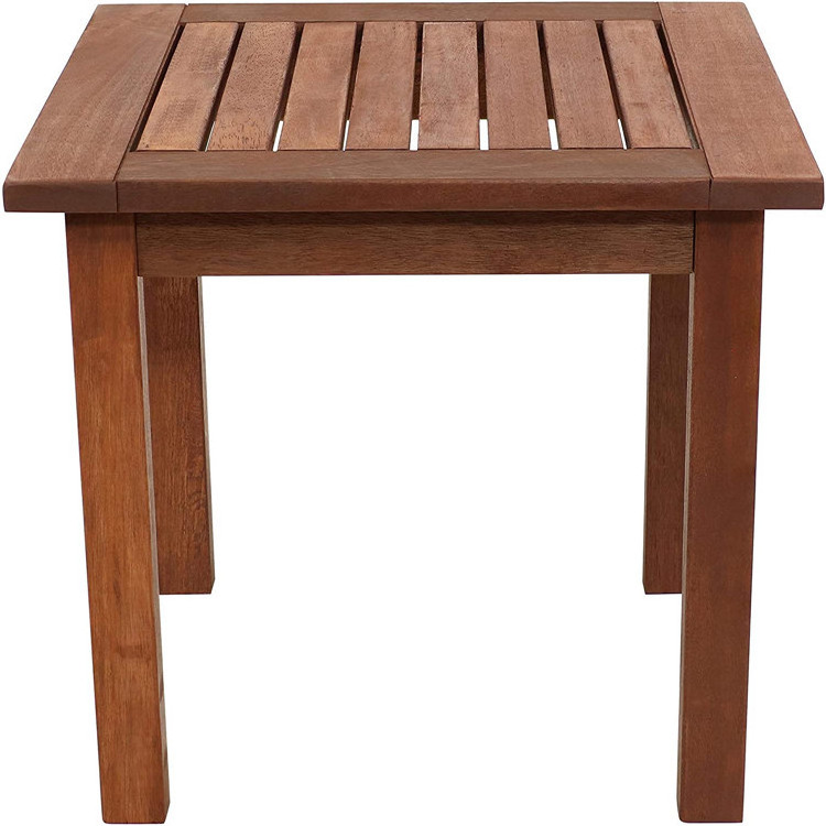 Wood Side Table with Teak Oil Finish Modern Square Outdoor Table Perfect Accent for The Patio, Balcony, Front Porch or Garde