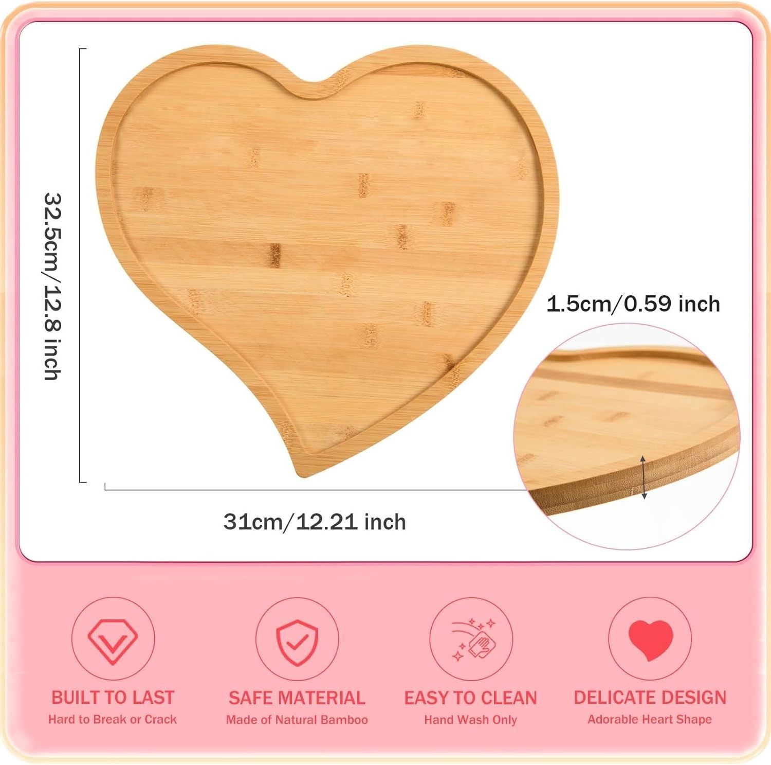 Heart Shaped Serving Tray Bamboo  Wooden Cheese tray best price