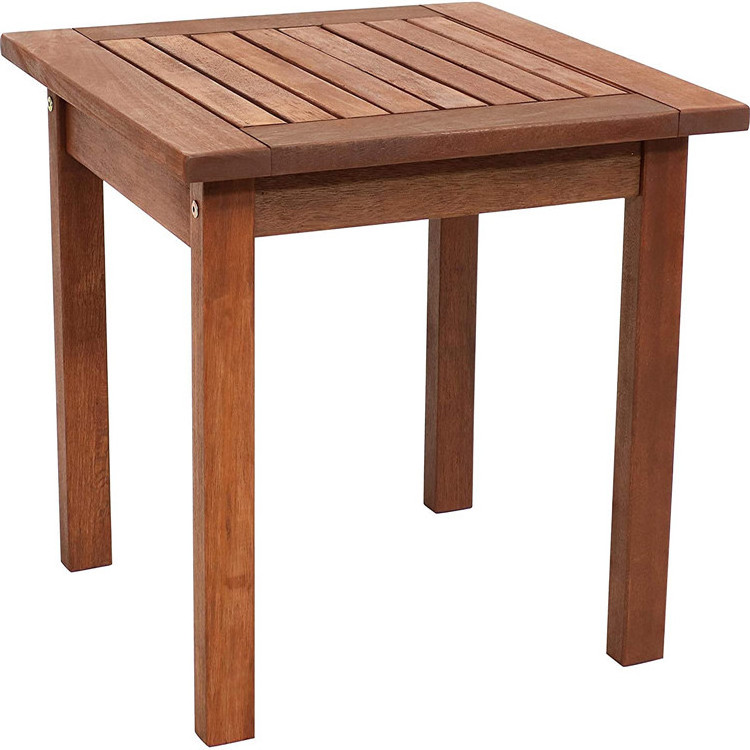 Wood Side Table with Teak Oil Finish Modern Square Outdoor Table Perfect Accent for The Patio, Balcony, Front Porch or Garde