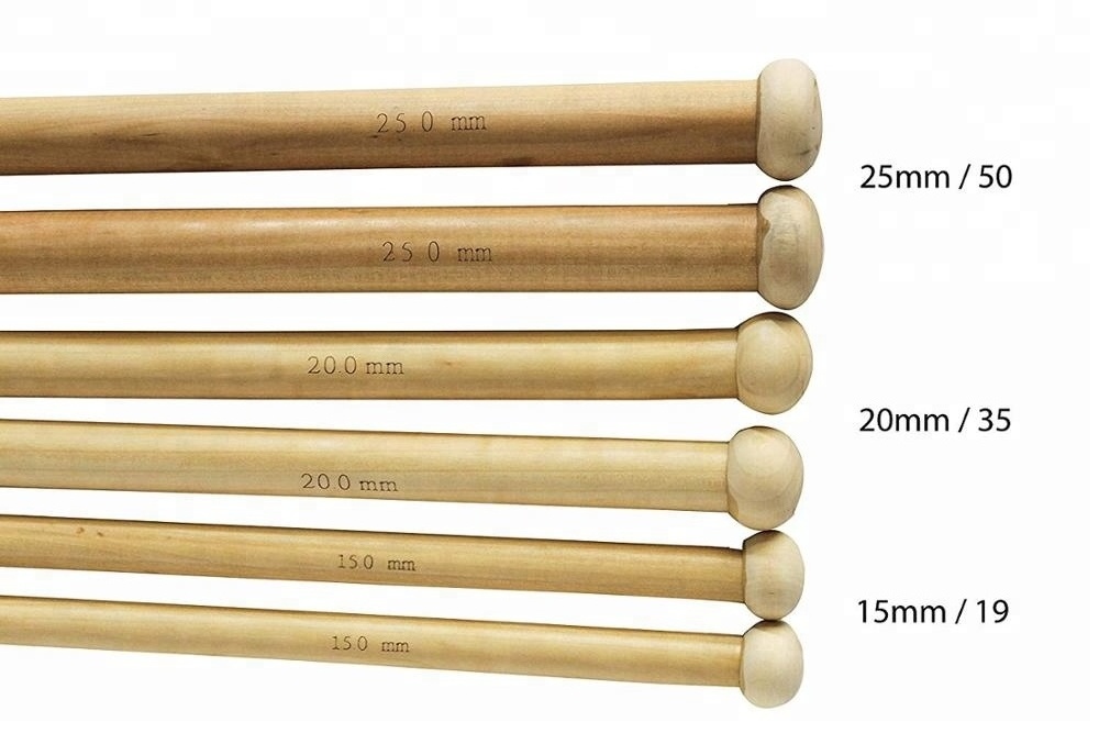 16 Jumbo Straight Wooden Knitting Needles