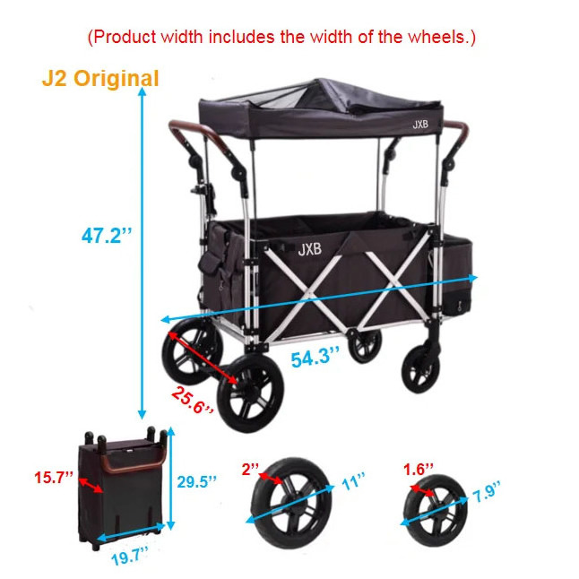 JXB 2 Seater Dog Stroller Wagon with Cover Stroller-Wagon Jogger Trailer