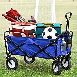 JXB Collapsible Folding Heavy Duty Collapsible Utility Wagon Cart with Wheels for Outdoor Camping